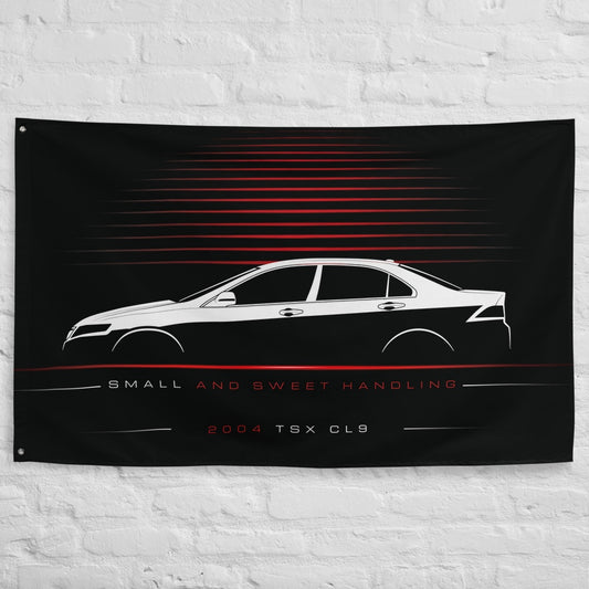 Acura TSX CL9 2004 car silhouette flag - White Brick Wall
