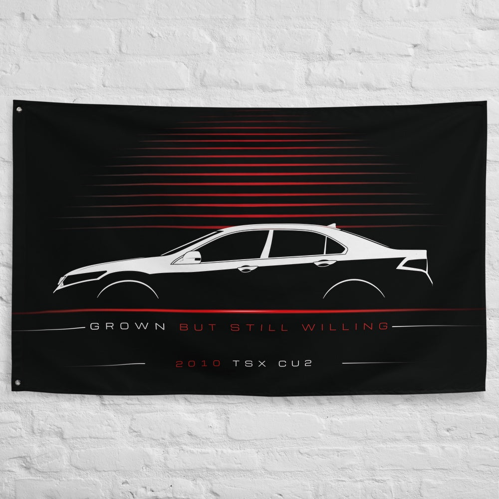 Acura TSX CU2 2010 car silhouette flag - White Brick Wall