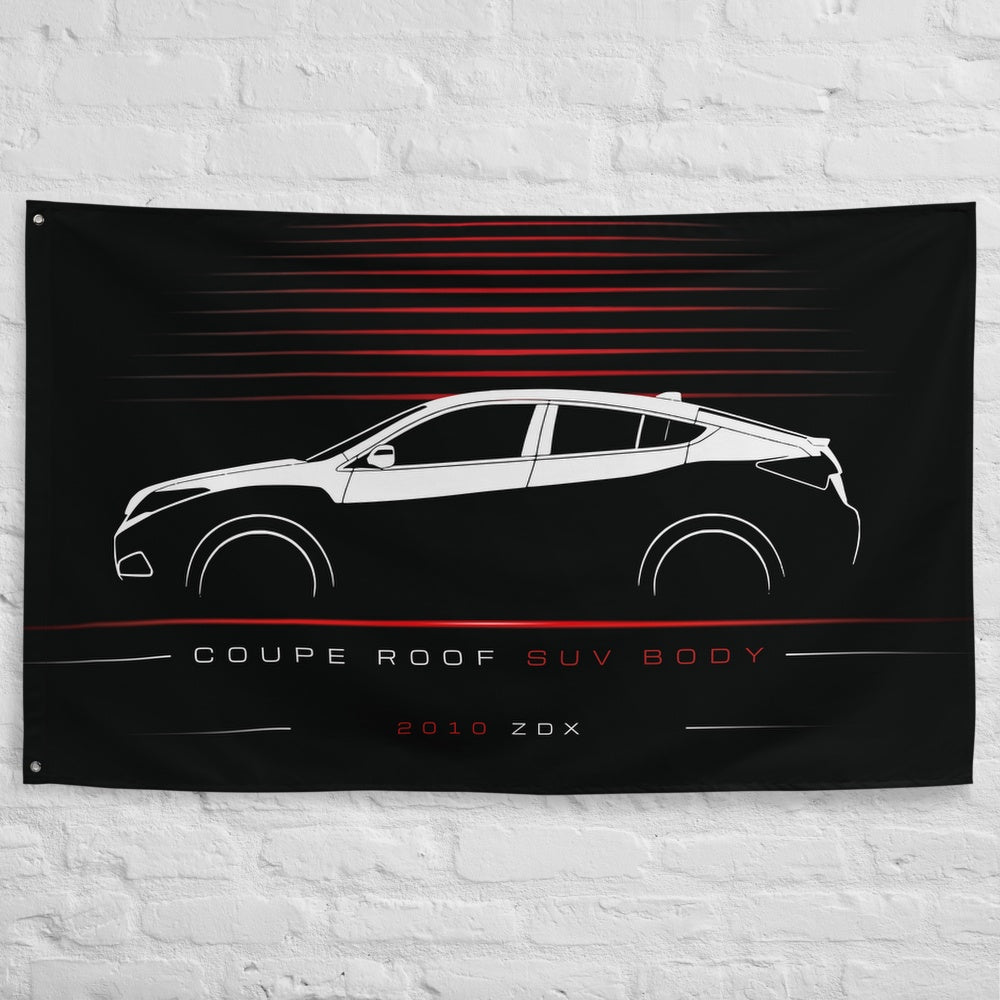 Acura ZDX 2010 car silhouette flag - White Brick Wall