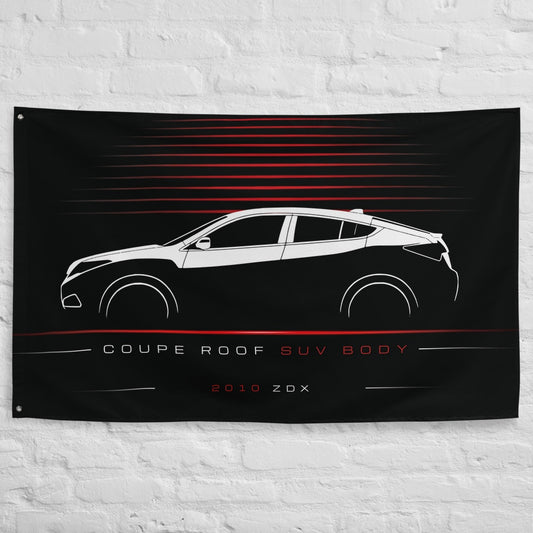 Acura ZDX 2010 car silhouette flag - White Brick Wall