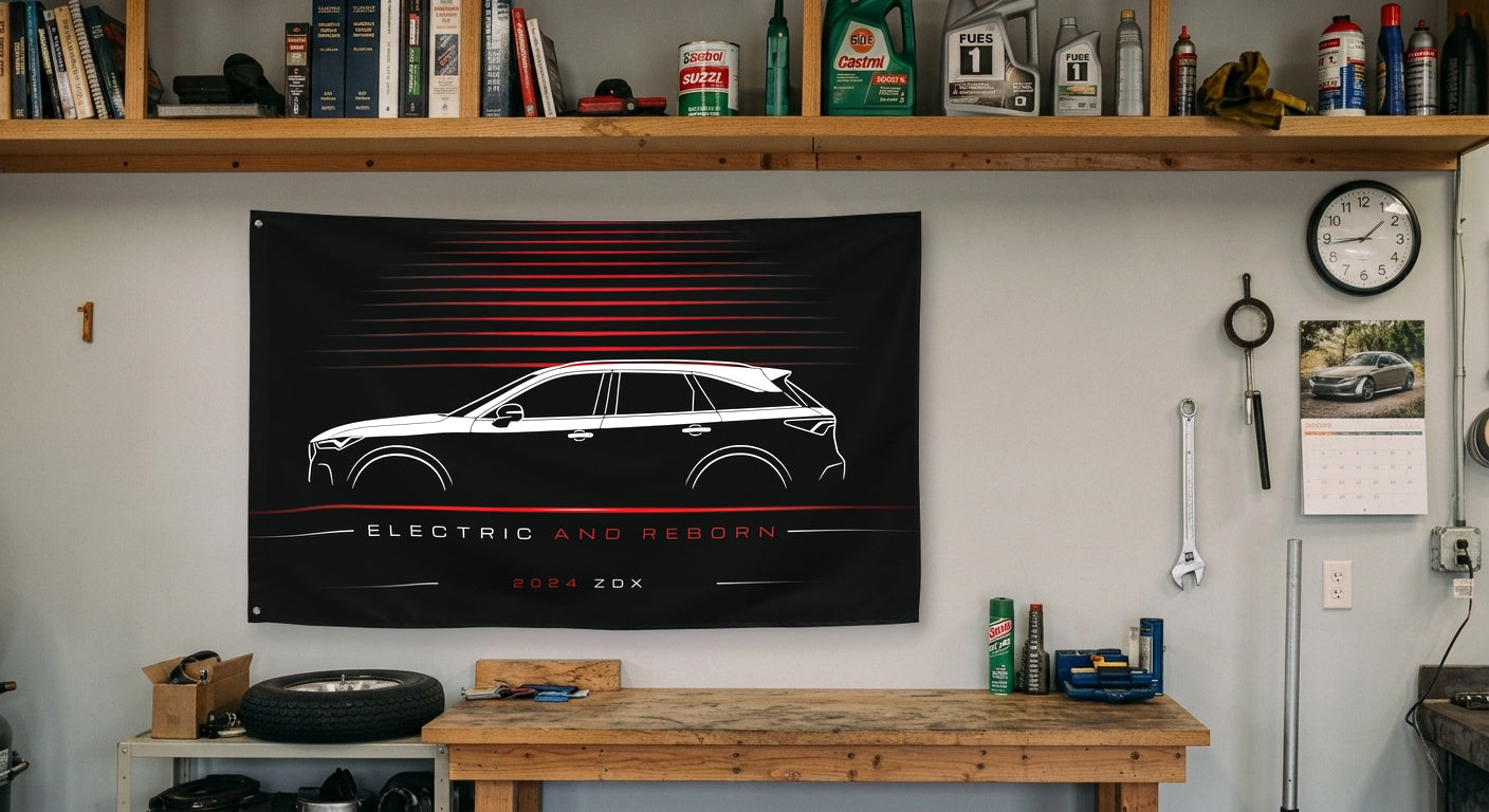 Acura ZDX 2024 car silhouette flag - Garage Workbench