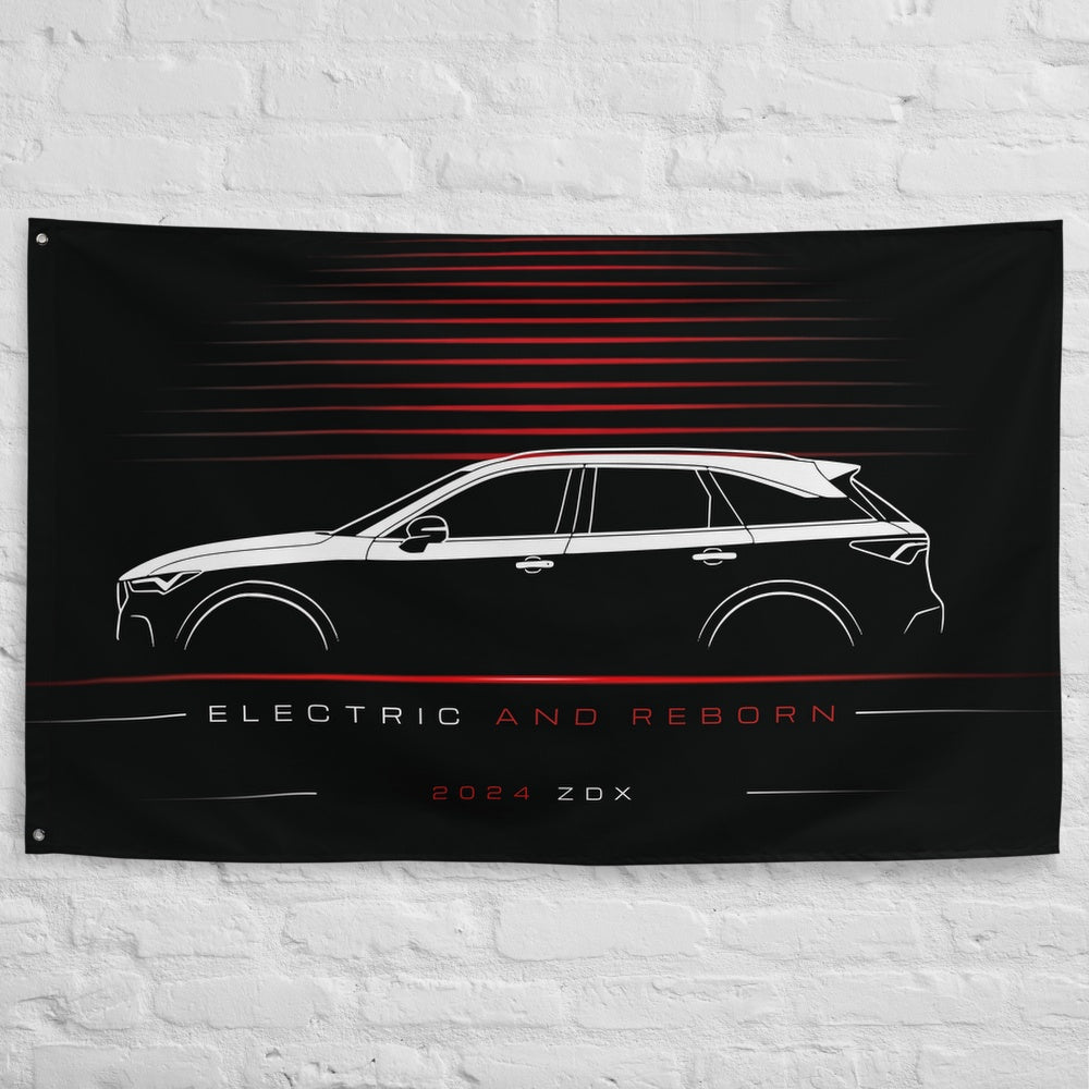 Acura ZDX 2024 car silhouette flag - White Brick Wall