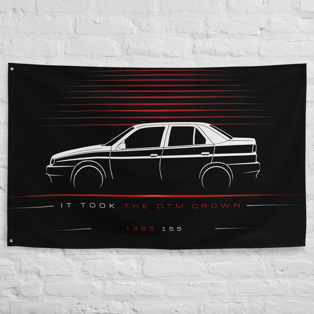 Alfa Romeo 155 1993 car silhouette flag - White Brick Wall
