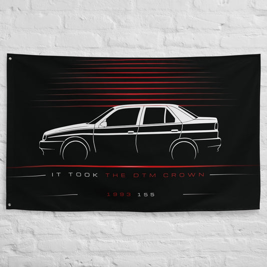 Alfa Romeo 155 1993 car silhouette flag - White Brick Wall