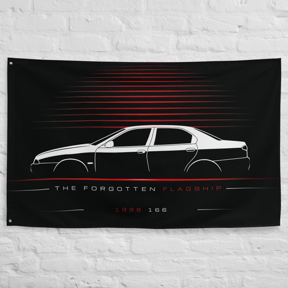 Alfa Romeo 166 1998 car silhouette flag - White Brick Wall