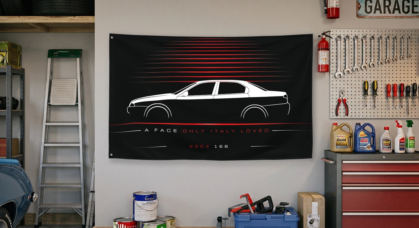 Alfa Romeo 166 2004 car silhouette flag - Garage Wall