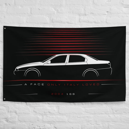 Alfa Romeo 166 2004 car silhouette flag - White Brick Wall