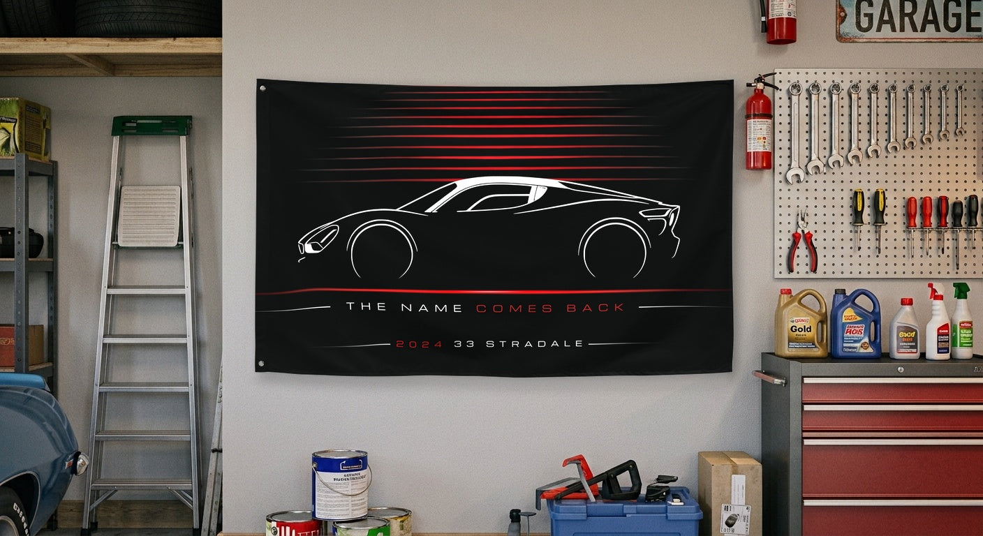 Alfa Romeo 33 Stradale 2024 car silhouette flag - Garage Wall