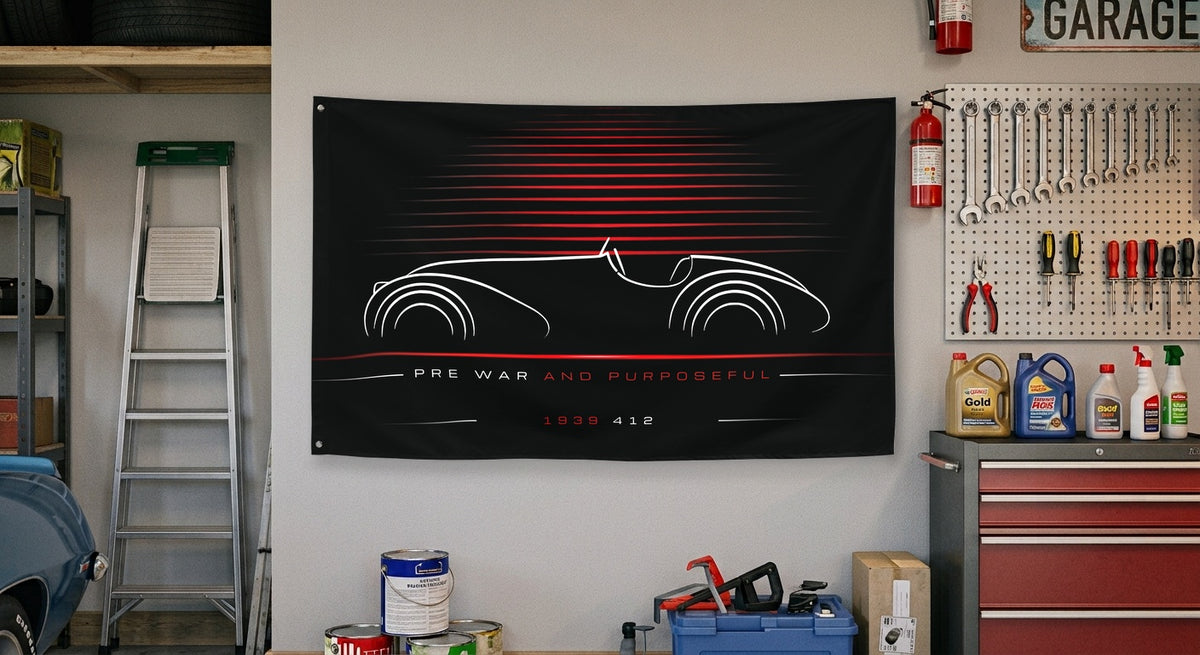 Alfa Romeo 412 1939 car silhouette flag - Garage Wall