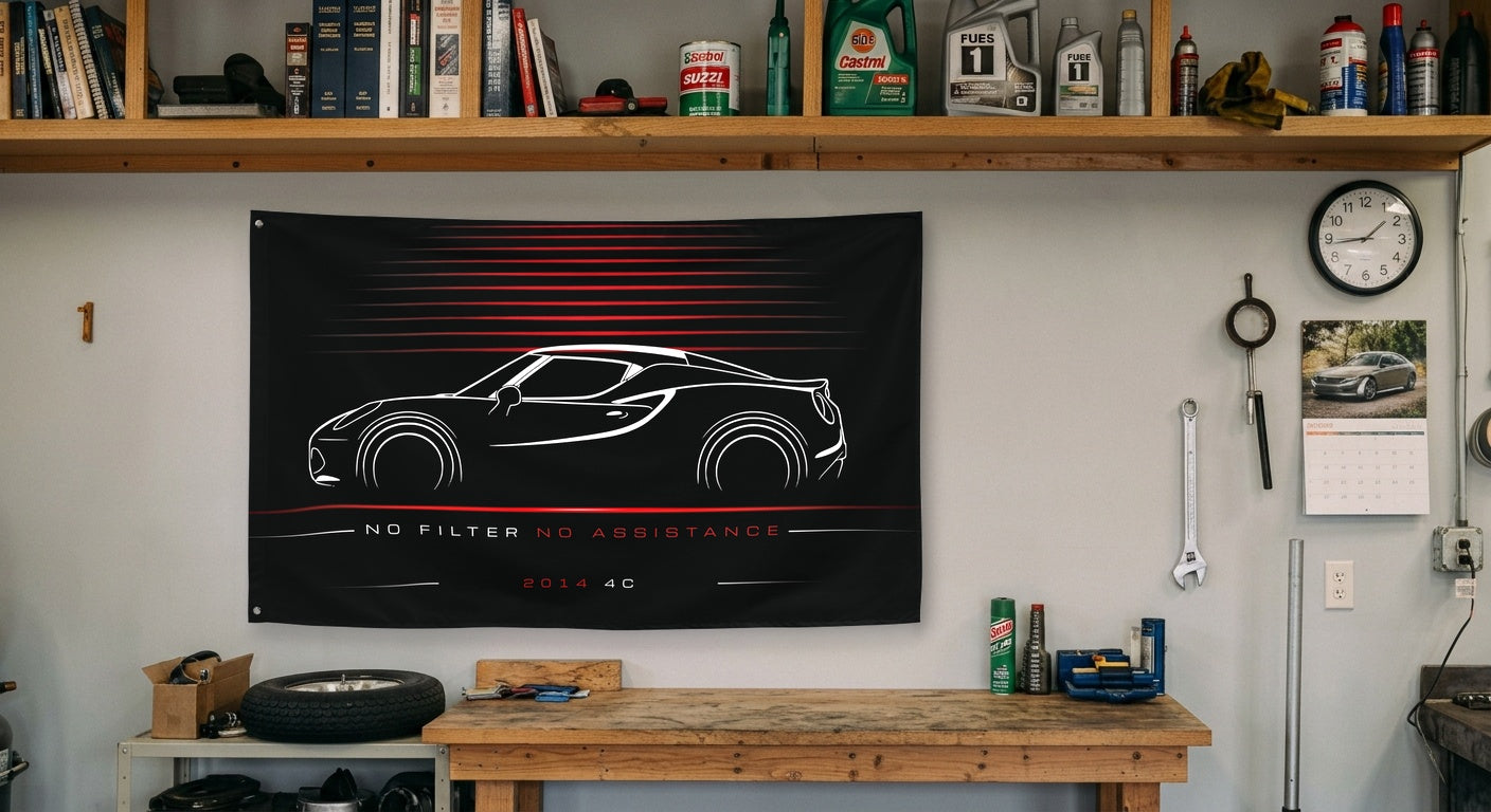Alfa Romeo 4C 2014 car silhouette flag - Garage Workbench