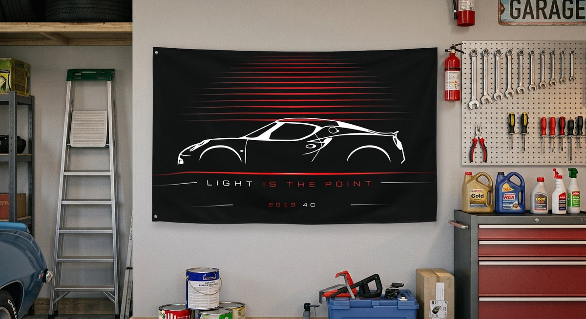 Alfa Romeo 4C 2019 car silhouette flag - Garage Wall