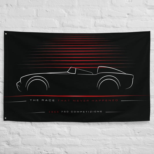 Alfa Romeo 750 Competizione 1955 car silhouette flag - White Brick Wall