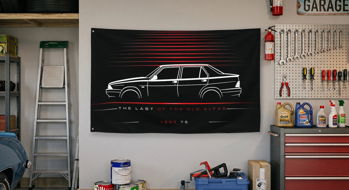 Alfa Romeo 75 1988 car silhouette flag - Garage Wall