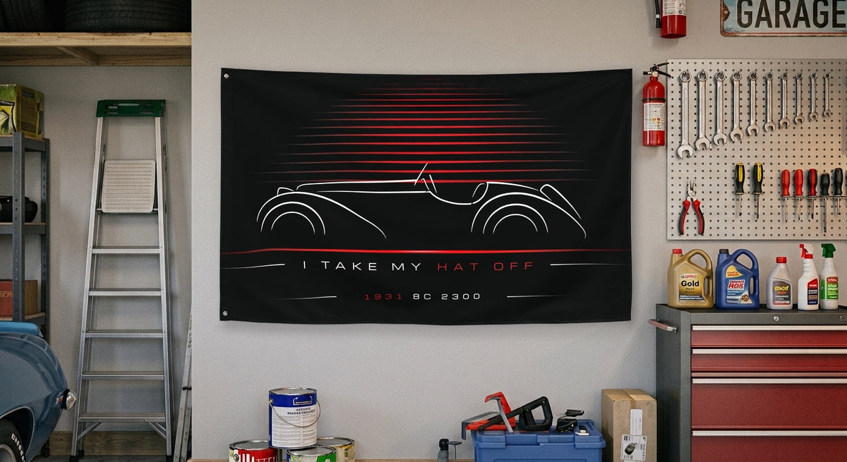 Alfa Romeo 8C 2300 1931 car silhouette flag - Garage Wall