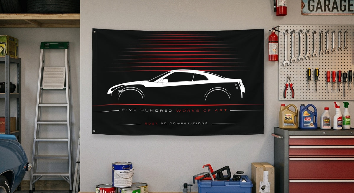 Alfa Romeo 8c Competizione 2007 car silhouette flag - Garage Wall