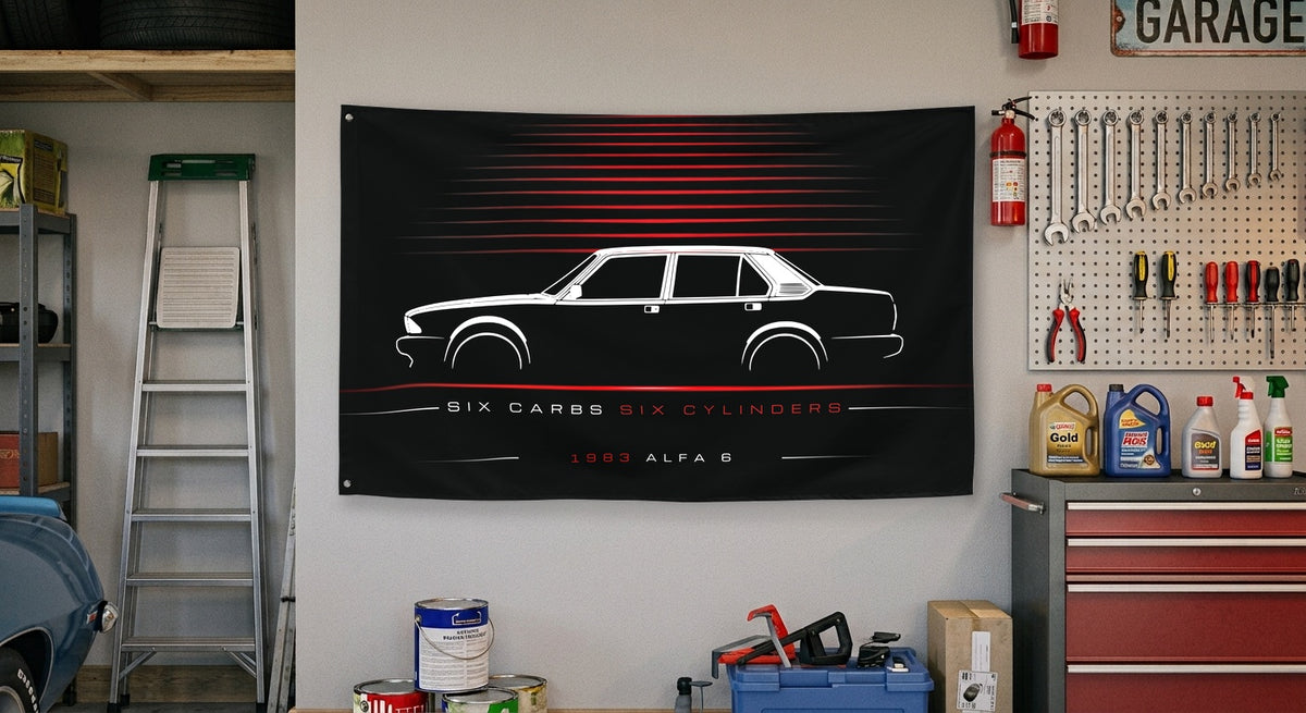 Alfa Romeo Alfa 6 1983 car silhouette flag - Garage Wall