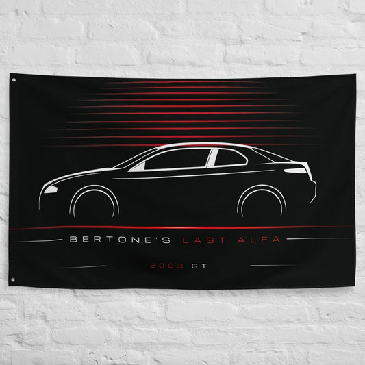 Alfa Romeo GT 2003 car silhouette flag - White Brick Wall