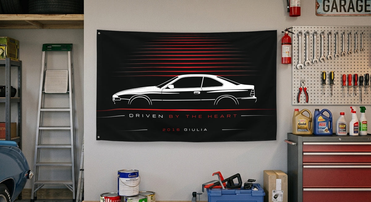 Alfa Romeo Giulia 2016 car silhouette flag - Garage Wall