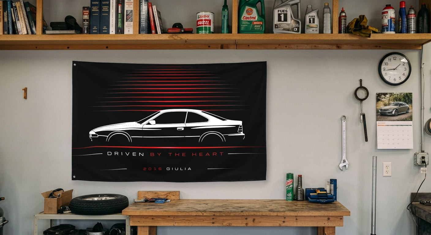 Alfa Romeo Giulia 2016 car silhouette flag - Garage Workbench