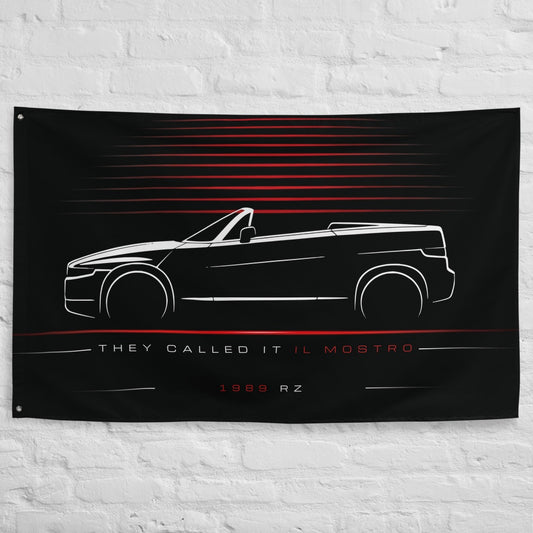 Alfa Romeo RZ 1989 car silhouette flag - White Brick Wall