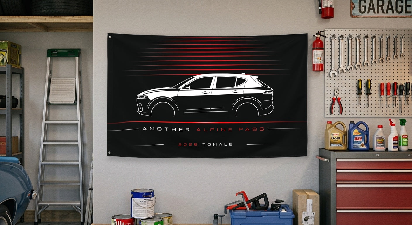 Alfa Romeo Tonale 2026 car silhouette flag - Garage Wall