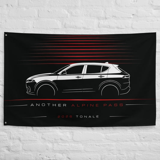 Alfa Romeo Tonale 2026 car silhouette flag - White Brick Wall