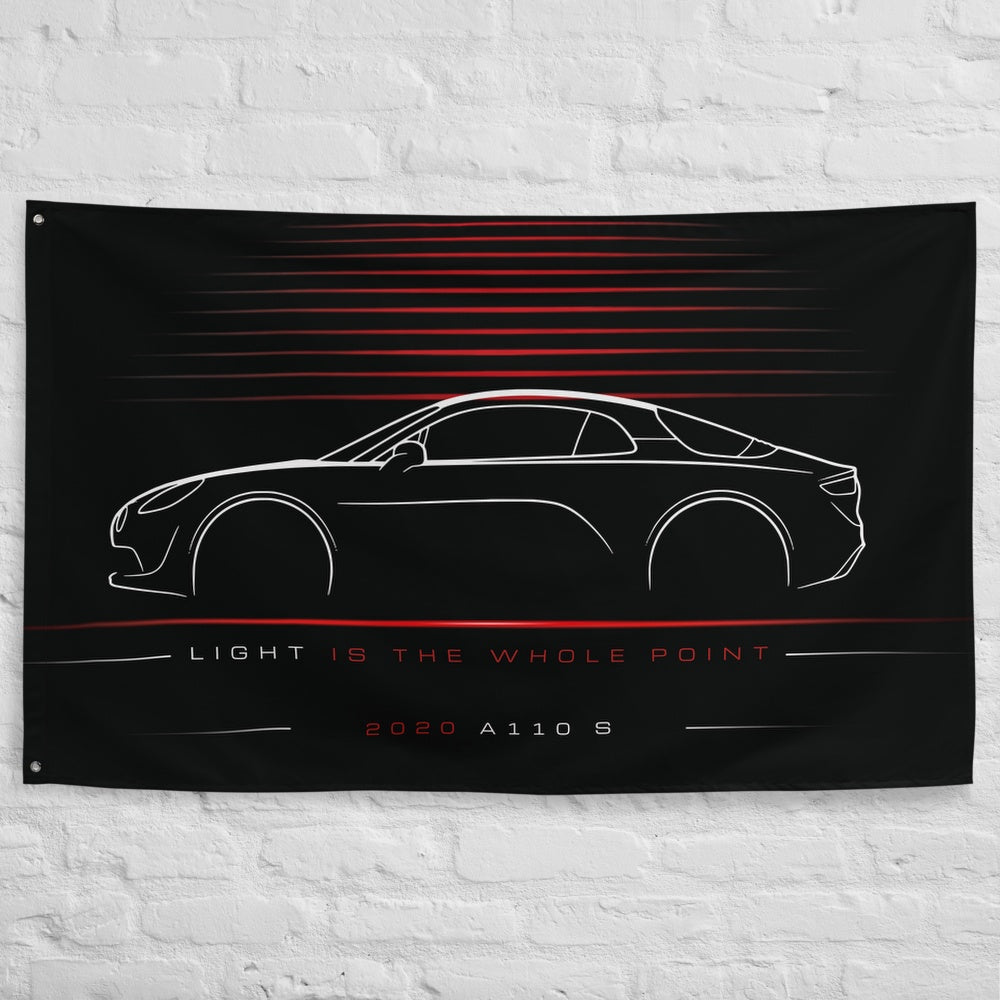 Alpine A110 S 2020 car silhouette flag - White Brick Wall