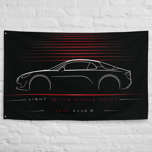 Alpine A110 S 2020 car silhouette flag - White Brick Wall
