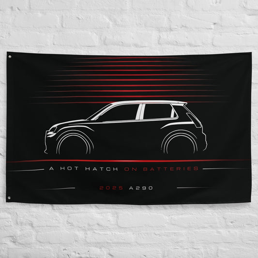 Alpine A290 2025 car silhouette flag - White Brick Wall