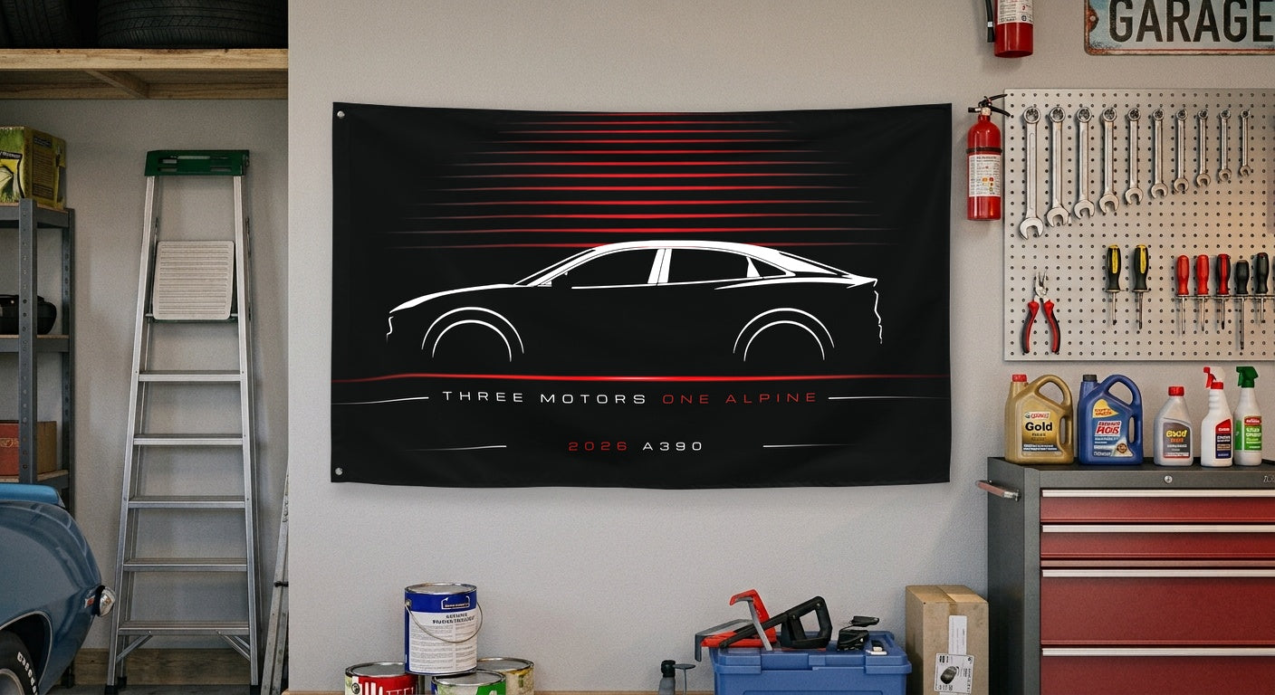 Alpine A390 2026 car silhouette flag - Garage Wall
