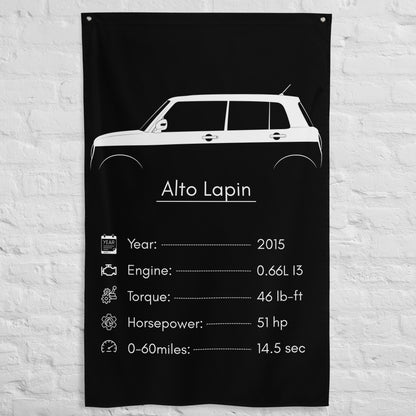 Suzuki Alto Lapin 2015 car silhouette spec flag - White Brick Wall