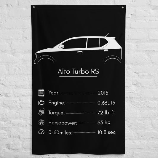 Suzuki Alto Turbo RS 2015 car silhouette spec flag - White Brick Wall
