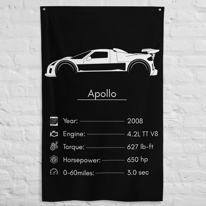 Gumpert Apollo 2008 car silhouette spec flag - White Brick Wall