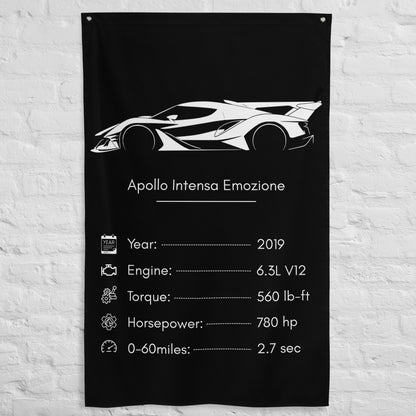 Gumpert Apollo Intensa Emozione 2019 car silhouette spec flag - White Brick Wall
