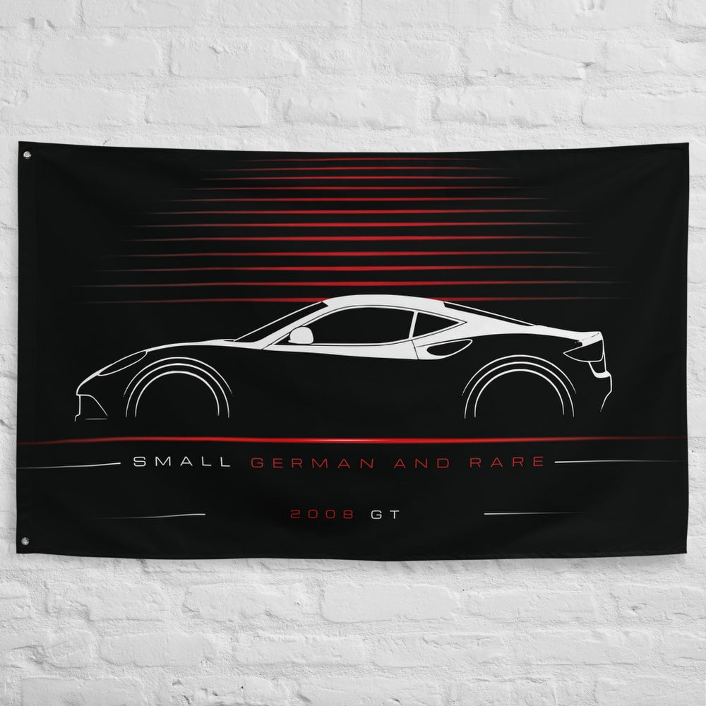 Artega GT 2008 car silhouette flag - White Brick Wall