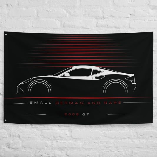 Artega GT 2008 car silhouette flag - White Brick Wall