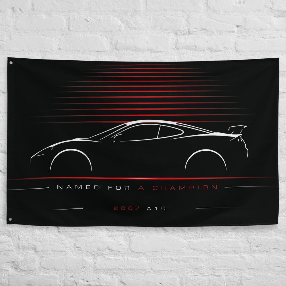 Ascari A10 2007 car silhouette flag - White Brick Wall