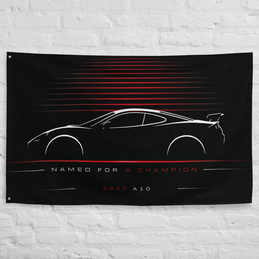 Ascari A10 2007 car silhouette flag - White Brick Wall