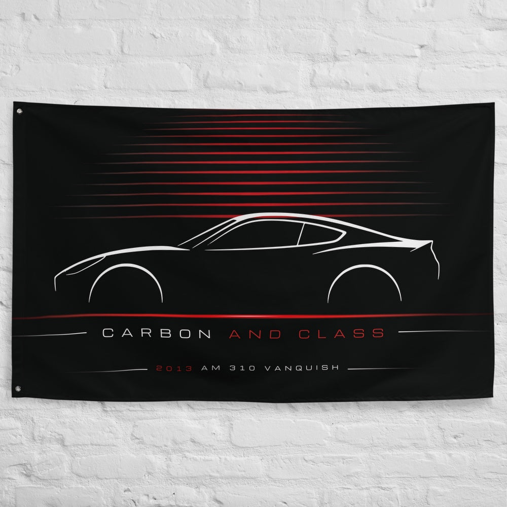 Aston Martin AM 310 Vanquish 2013 car silhouette flag - White Brick Wall
