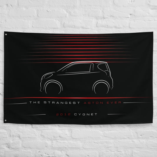 Aston Martin Cygnet 2012 car silhouette flag - White Brick Wall