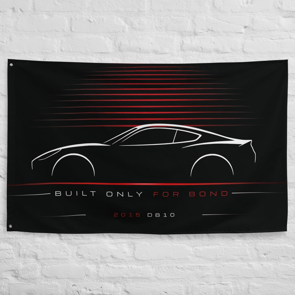 Aston Martin DB10 2015 car silhouette flag - White Brick Wall