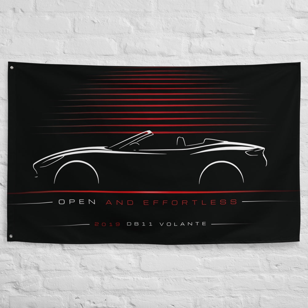 Aston Martin DB11 Volante 2019 car silhouette flag - White Brick Wall