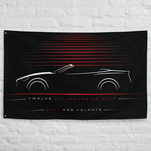 Aston Martin DB9 Volante 2007 car silhouette flag - White Brick Wall