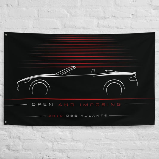 Aston Martin DBS Volante 2010 car silhouette flag - White Brick Wall