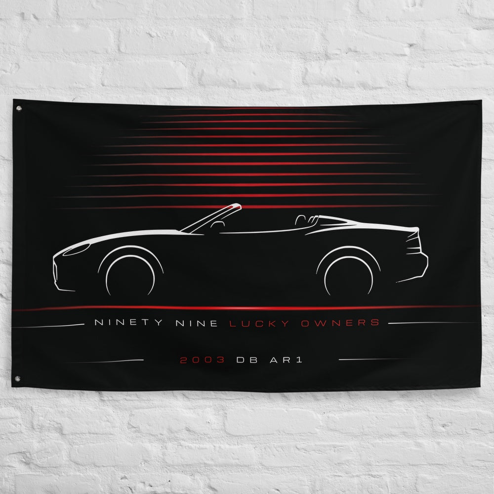 Aston Martin DB AR1 2003 car silhouette flag - White Brick Wall