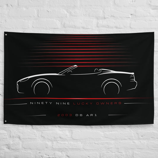 Aston Martin DB AR1 2003 car silhouette flag - White Brick Wall