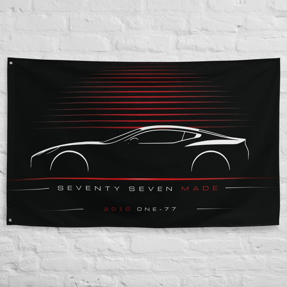 Aston Martin One-77 2010 car silhouette flag - White Brick Wall