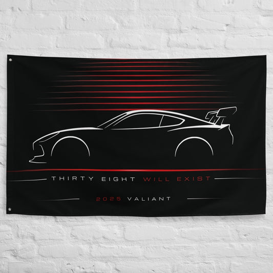 Aston Martin Valiant 2025 car silhouette flag - White Brick Wall