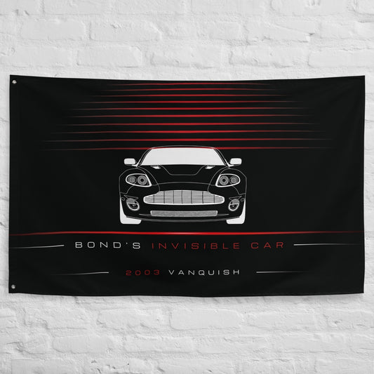 Aston Martin Vanquish 2003 car silhouette flag - White Brick Wall