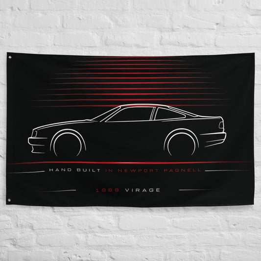 Aston Martin Virage 1988 car silhouette flag - White Brick Wall